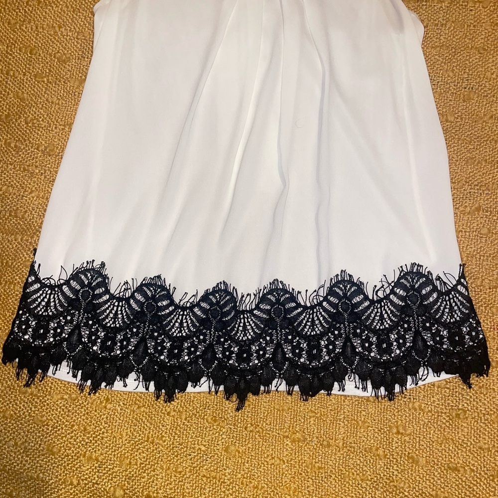 White Express Blouse with Lace Trim - Picture 2 of 8